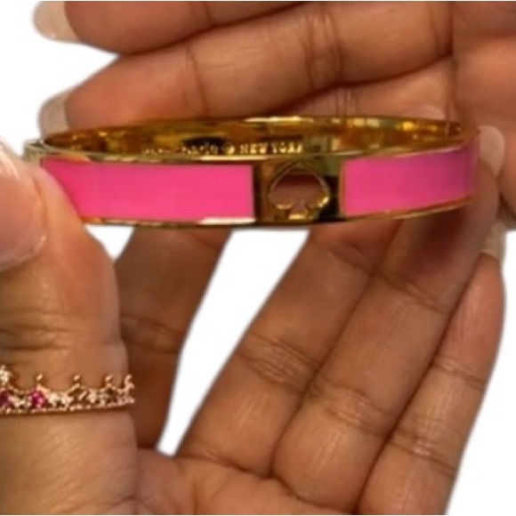 Kate Spade Hole Punch Bracelet pink & gold NWT - Picture 9 of 10